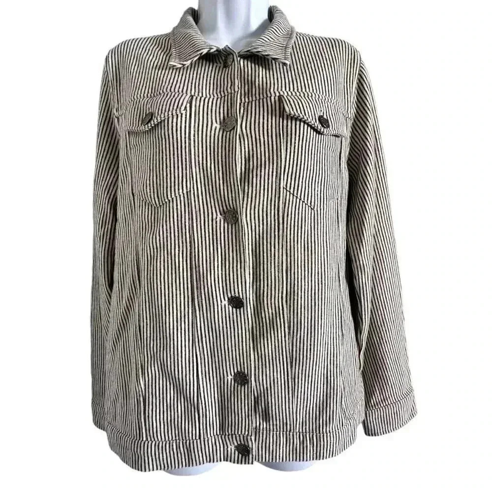 North Style shacket button up women's size medium striped long sleeve